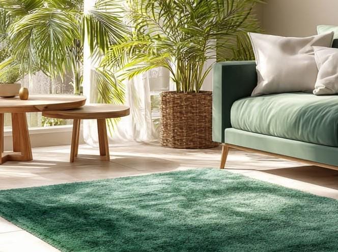 Handmade Tufted Wool Area Rug: Sage Green Floral Carpet, 6x9