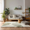 Handmade Wool Tufted Rug: Abstract Sage Green & Beige, 8x10