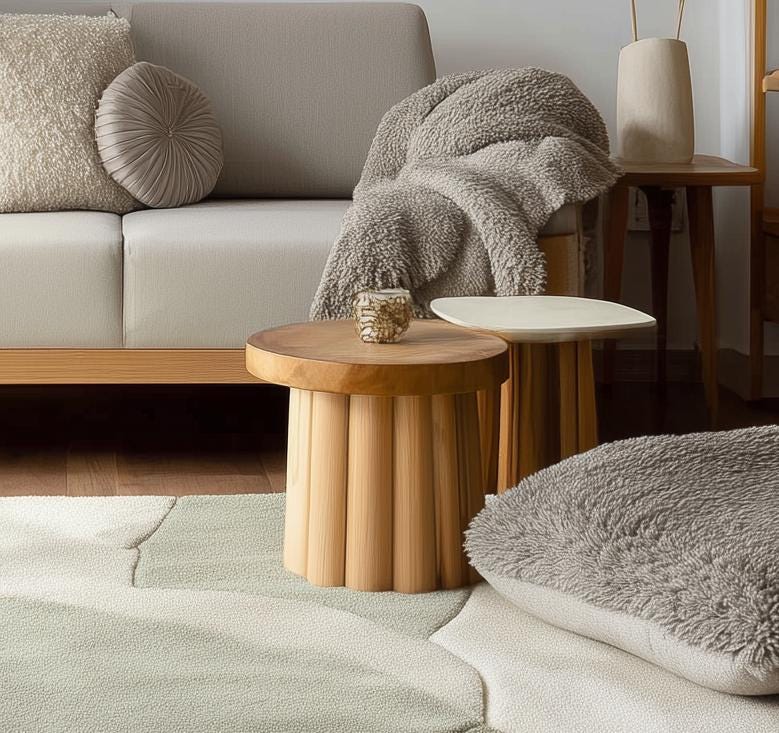Handmade Wool Tufted Rug: Abstract Sage Green & Beige, 8x10