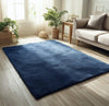 Handmade Wool Tufted Area Rug: Navy Blue Floral Design,9x12 feet