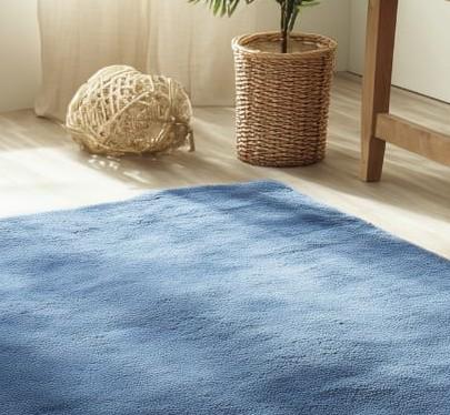 Handmade Wool Tufted Area Rug: Navy Blue Floral Design,9x12 feet