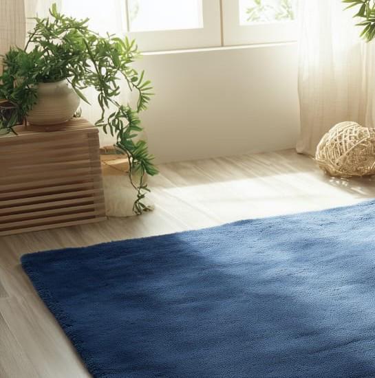 Handmade Wool Tufted Area Rug: Navy Blue Floral Design,9x12 feet