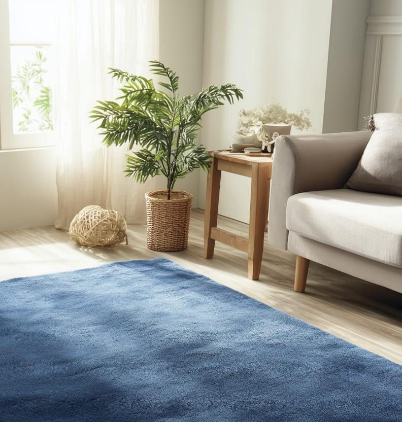 Handmade Wool Tufted Area Rug: Navy Blue Floral Design,9x12 feet