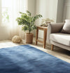 Handmade Wool Tufted Area Rug: Navy Blue Floral Design,9x12 feet