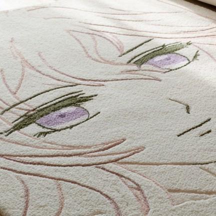 Handmade Anime Girl Wool Rug: Kawaii Pastel Decor