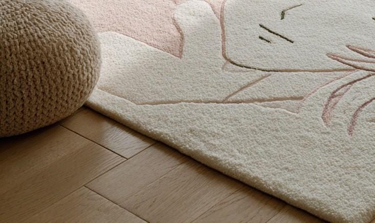 Handmade Anime Girl Wool Rug: Kawaii Pastel Decor