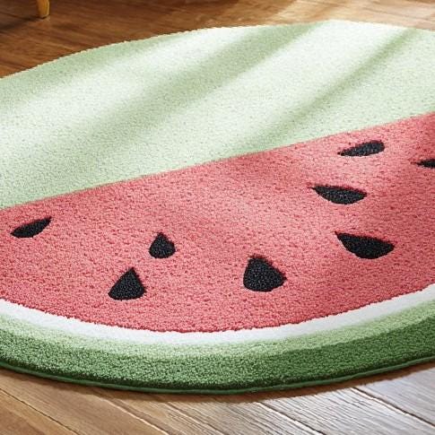 Handmade Wool Watermelon Rug: Tufted Kids Room Carpet