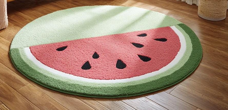 Handmade Wool Watermelon Rug: Tufted Kids Room Carpet