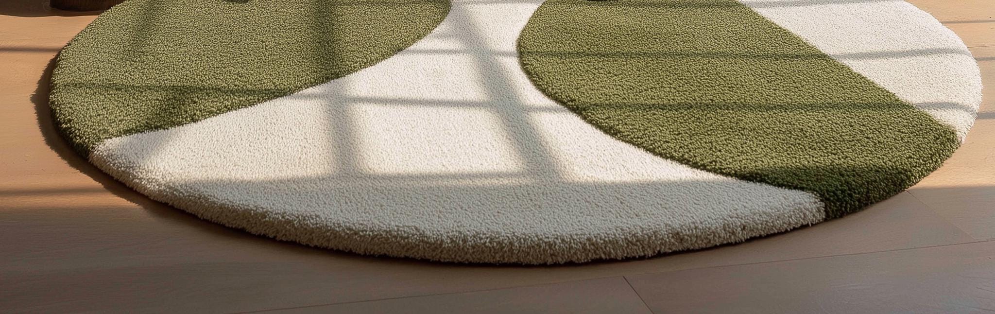 Handmade Wool Tufted Round Rug: Moss Green Abstract Design, 6x6 feet