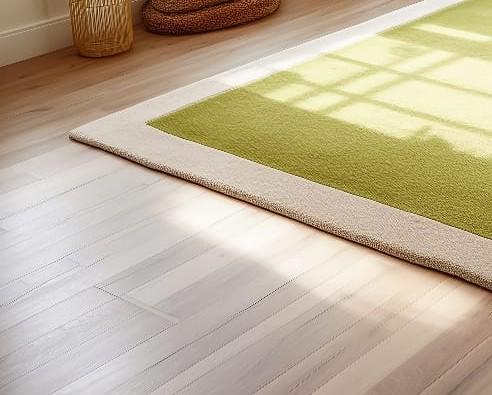 Moss Green Bordered Area Rug: Soft Plush Pile, Modern Minimalist Design