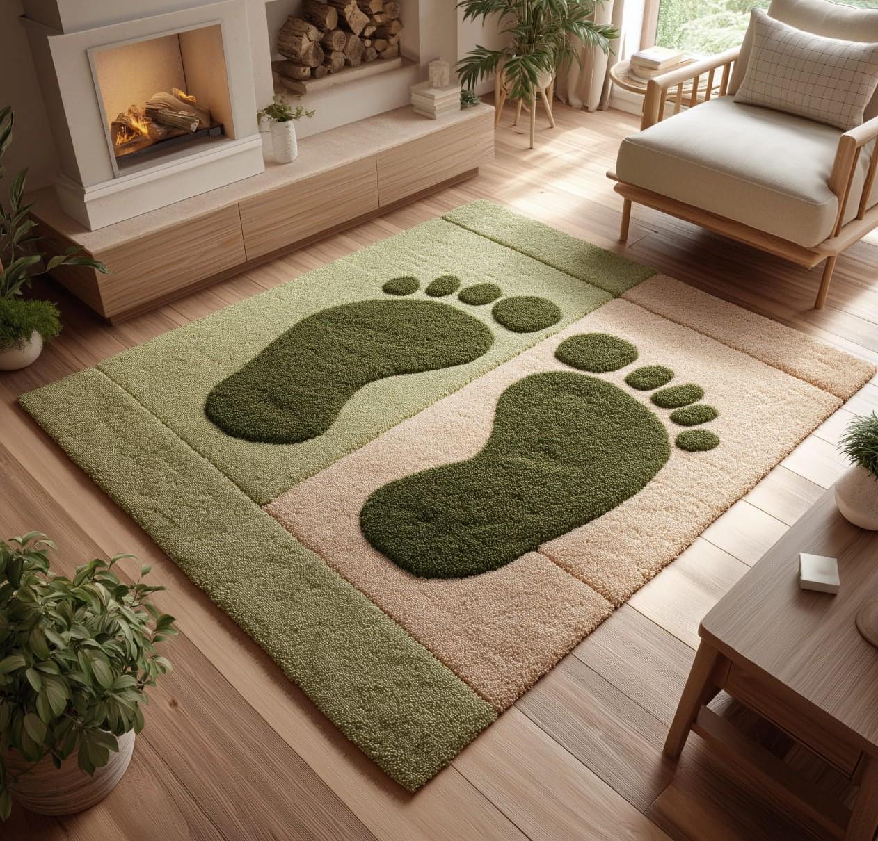 Handmade Wool Tufted Rug 6x9 – Light Green Beige, Modern Design