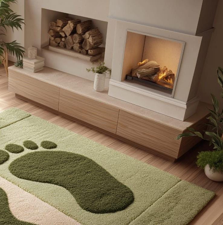 Handmade Wool Tufted Rug 6x9 – Light Green Beige, Modern Design