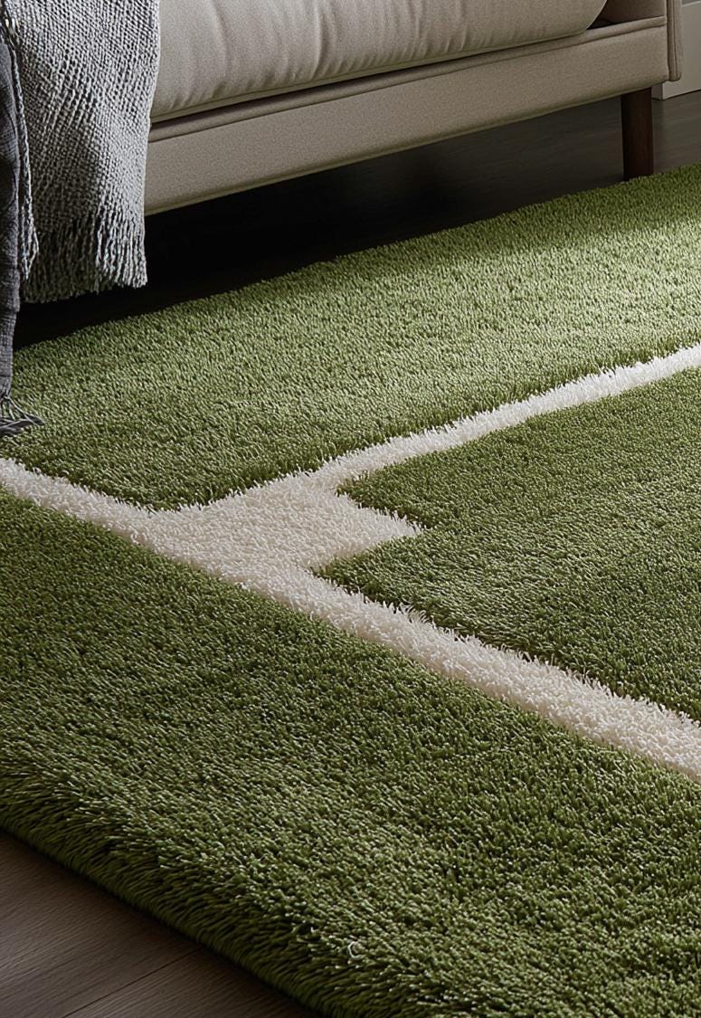 Baseball Field Wool Rug: Handmade Sports Kids Playroom Carpet
