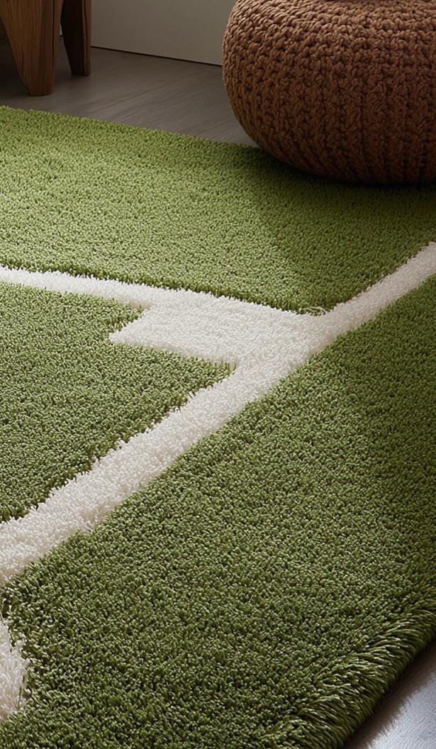 Baseball Field Wool Rug: Handmade Sports Kids Playroom Carpet