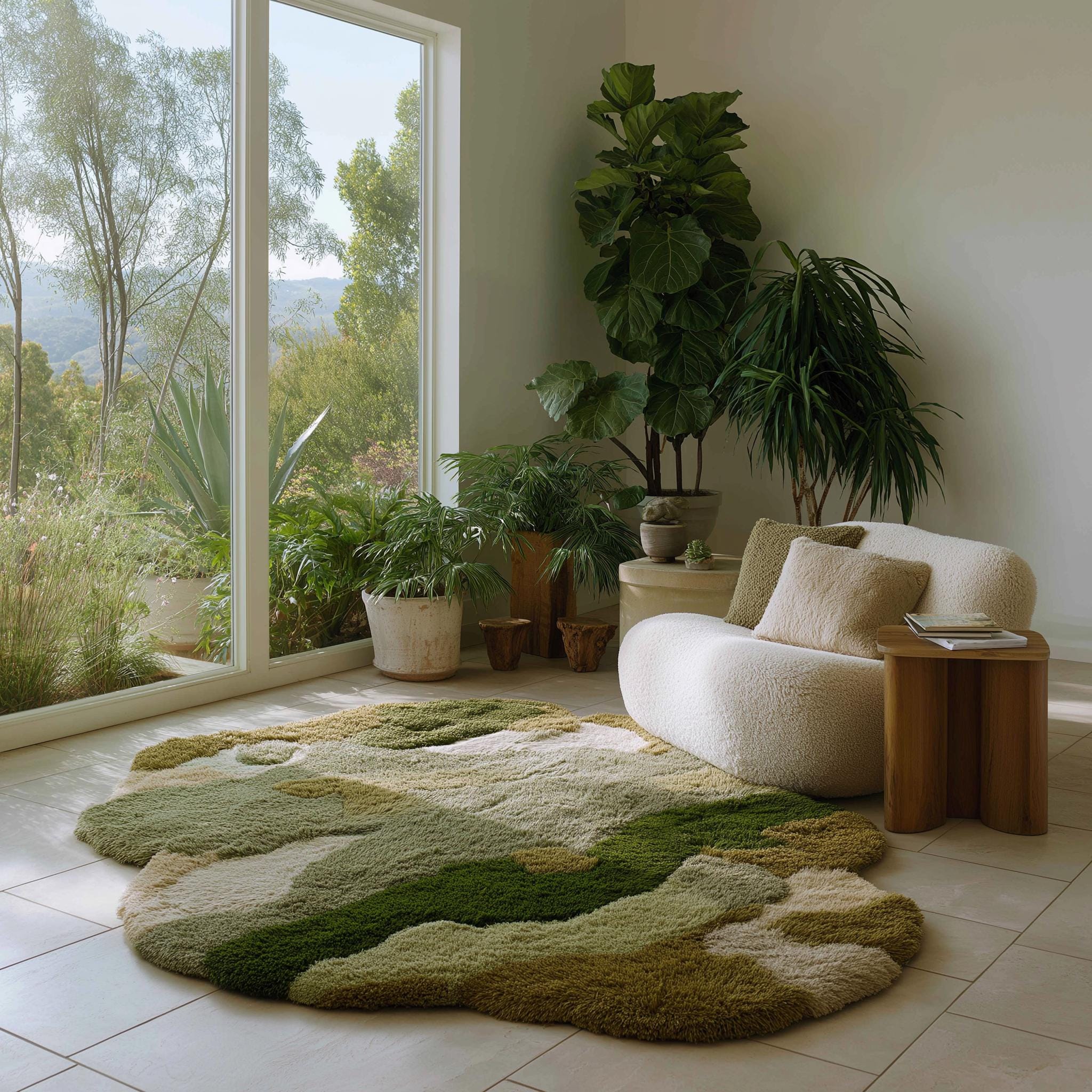Colorful Hand-Tufted Wool Rug: Modern Texture Decor