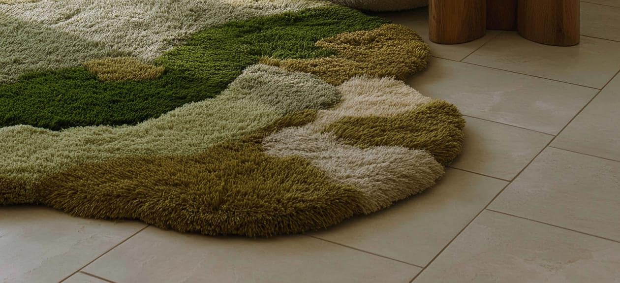 Colorful Hand-Tufted Wool Rug: Modern Texture Decor