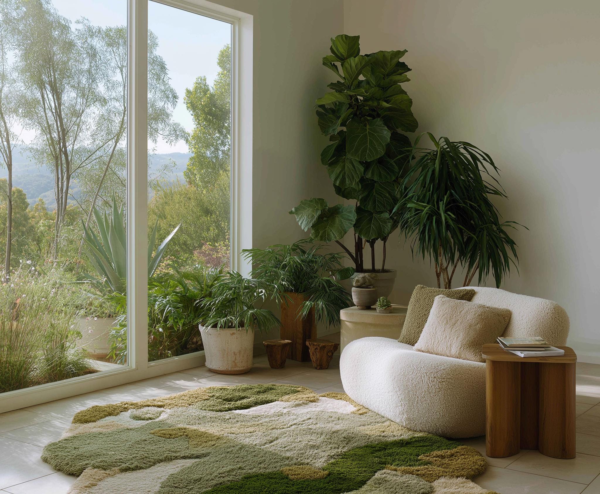 Colorful Hand-Tufted Wool Rug: Modern Texture Decor