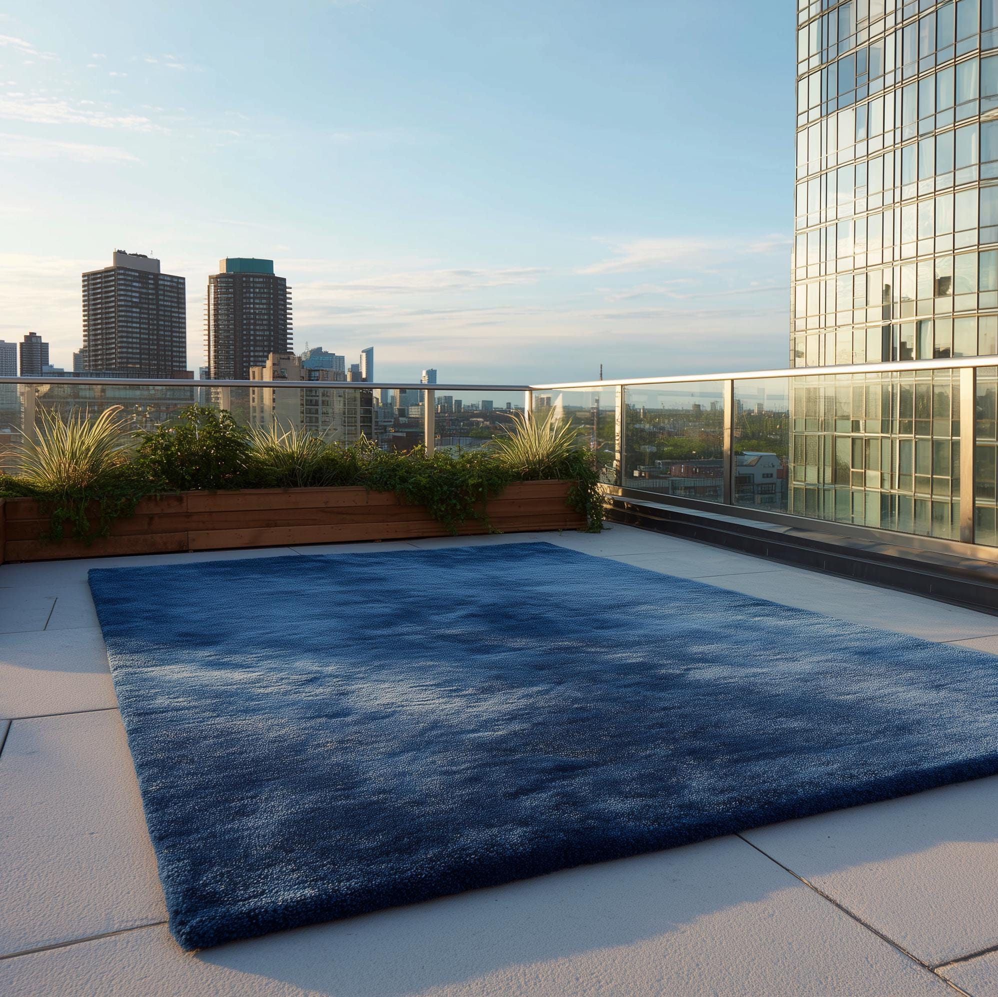 Navy Blue Wool Area Rug: Hand-Tufted Shag, Modern Accent Carpet (6x9)