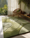 Handmade Green Leaf Wool Rug: Botanical Tufted Carpet (6x9 Feet