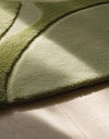 Handmade Green Leaf Wool Rug: Botanical Tufted Carpet (6x9 Feet