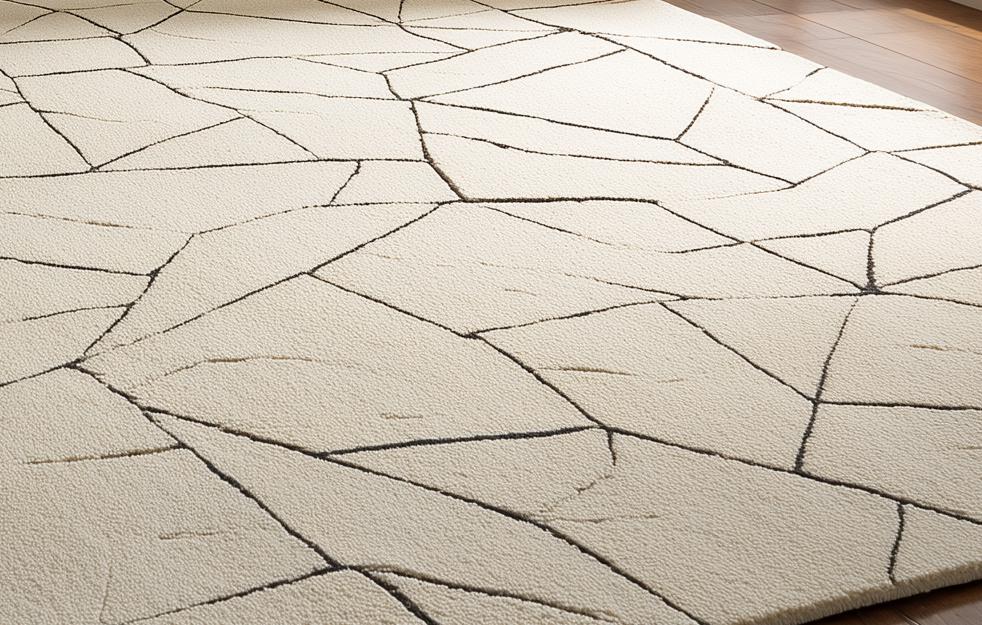 Hand-Tufted Wool Area Rug: Minimalist Geometric Design, 8x10