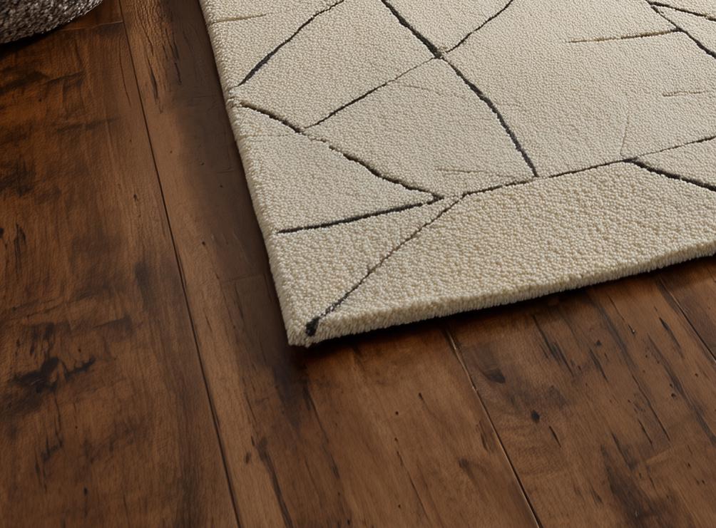 Hand-Tufted Wool Area Rug: Minimalist Geometric Design, 8x10