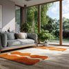 Handmade Tufted Wool Area Rug: White & Orange Modern Decor