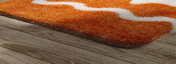 Handmade Tufted Wool Area Rug: White & Orange Modern Decor