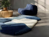Handmade Blue Abstract Shag Rug: Plush Wool-Blend, Modern Design