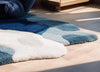 Handmade Wool Tufted Area Rug: Modern White & Blue Textured Carpet (6x9