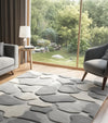 Hand-Tufted Wool Rug: Modern Gray & White Area Carpet (6x9 ft.)