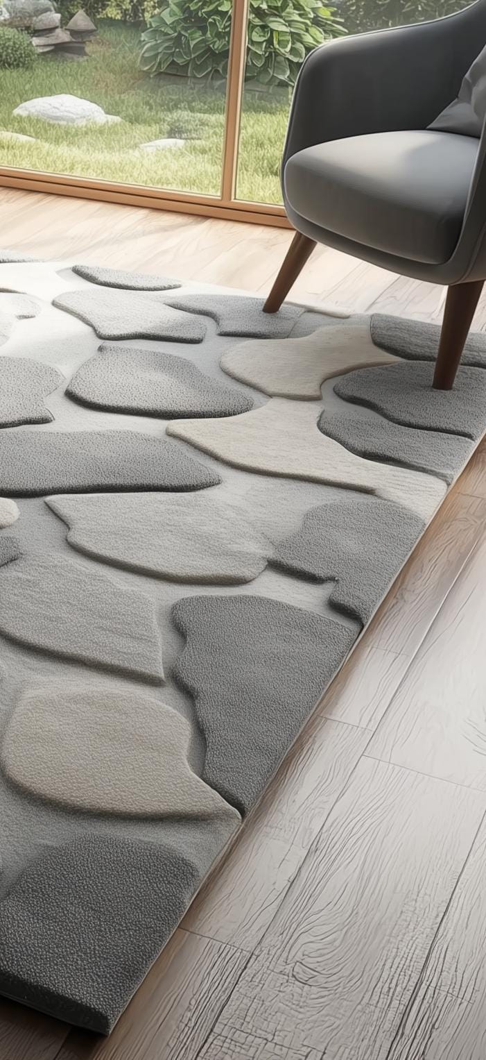 Hand-Tufted Wool Rug: Modern Gray & White Area Carpet (6x9 ft.)