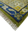Hand-Knotted Green Oriental Rug: Traditional Floral Wool Carpet 9x12