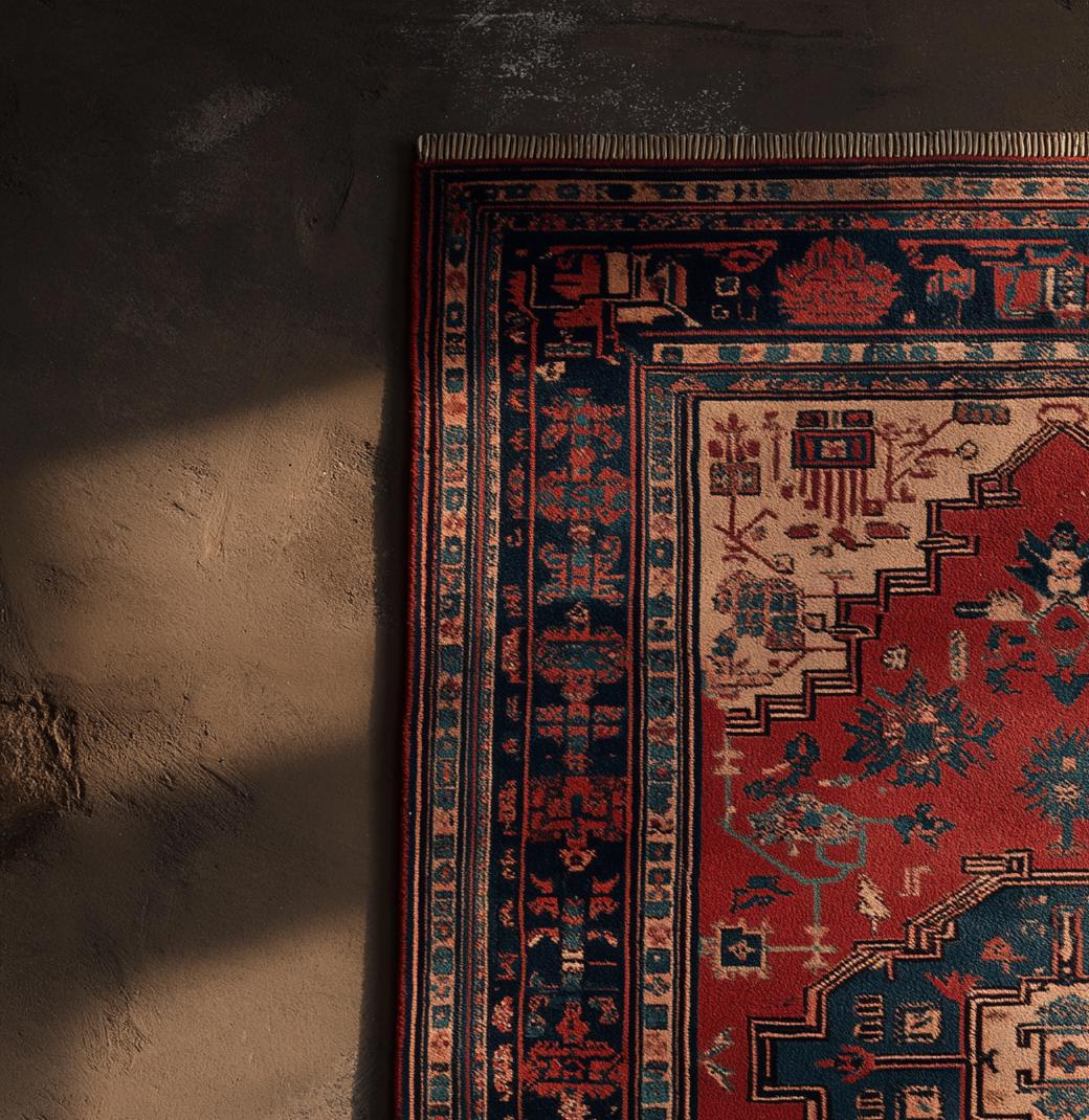 Hand-Knotted Oushak Wool Rug: Floral Medallion, Soft Hues, 8x10 Area Rug