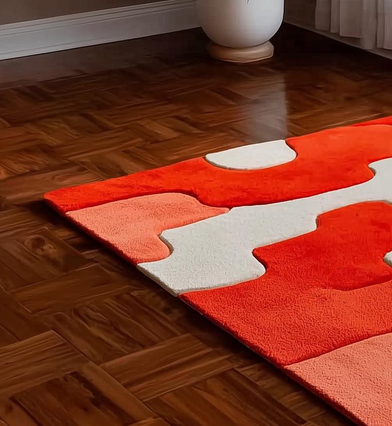 Handmade Tufted Wool Area Rug: Modern Floral Design, 5x8