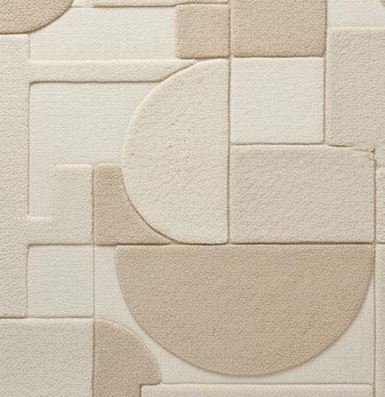 3D Textured Geometric Area Rug: Modern Beige & Cream Carpet