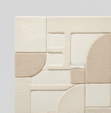 3D Textured Geometric Area Rug: Modern Beige & Cream Carpet