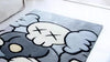 Abstract Tufted Wool Rug: Gray & Sky Blue, Handmade Area Carpet