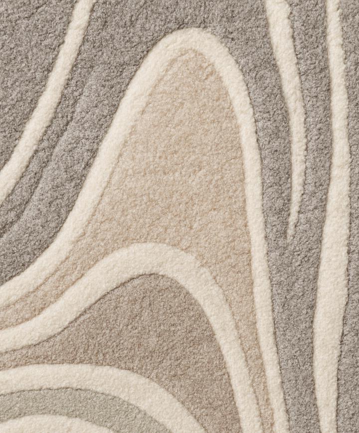 Handmade Tufted Wool Area Rug: Abstract Grey Beige Carpet