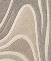 Handmade Tufted Wool Area Rug: Abstract Grey Beige Carpet