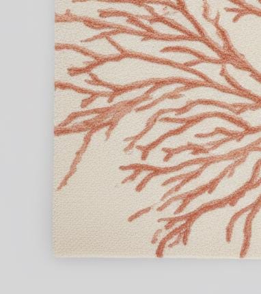 Handmade Coral Reef Tufted Rug: Coastal Beige & Terracotta Wool Carpet