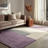Hand-Tufted Wool Area Rug: Geometric Purple Gray Cream, Modern Minimalist