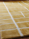 Handmade Yellow Wool Tufted Area Rug Soft Modern Geometric Grid Mid-Century Style 9x12 Feet