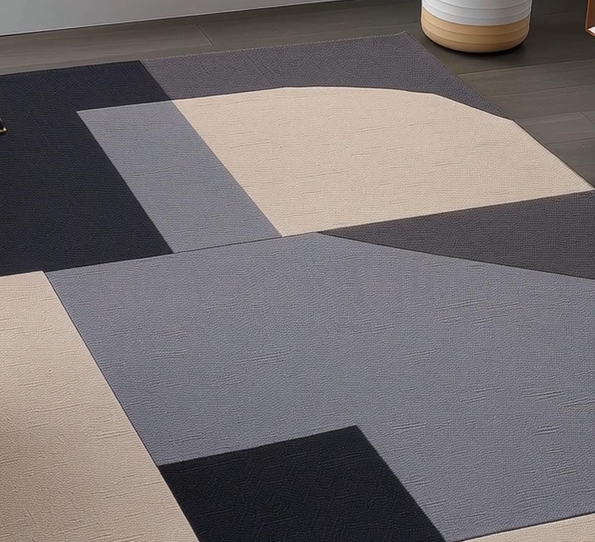 Handmade Wool Tufted Rug: Modern Geometric Design, 8x10 Living Room Rug