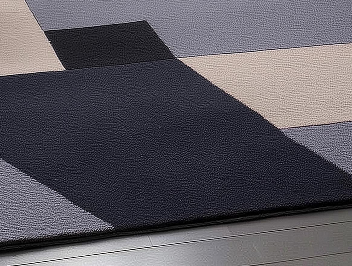 Handmade Wool Tufted Rug: Modern Geometric Design, 8x10 Living Room Rug
