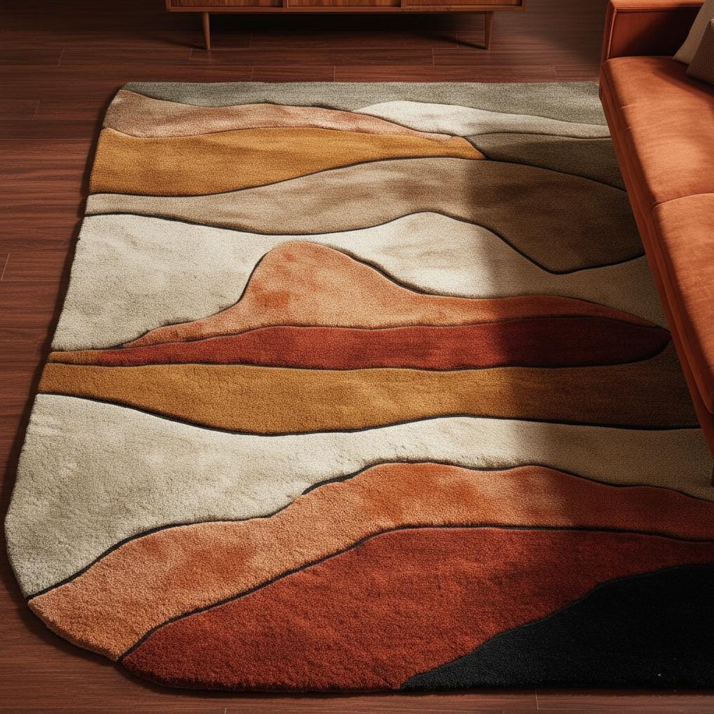 ABSTRACT AREA RUG - Modern Hand-Tufted Geometric Carpet 5x8 ft
