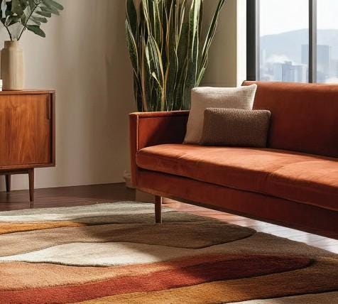 ABSTRACT AREA RUG - Modern Hand-Tufted Geometric Carpet 5x8 ft