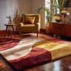 Modern Abstract Color Block Rug: Red, Yellow, Cream Geometric Carpet