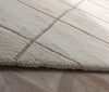 Handmade Wool Tufted Rug: Cream Diamond Pattern, 8x10 Area Rug