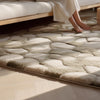 Neutral Beige Stone Pattern Rug: Plush Modern Minimalist Decor